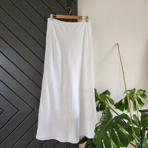 Bryn Walker White Linen Bias Cut Maxi Skirt Size Large Made in USA